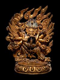 A Sino-Tibetan Gilt Bronze Figure of Hayagriva