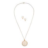 Donna Chambers, Chinese Mother-of-Pearl Gaming Counter and Yellow Gold Necklace and Earrings