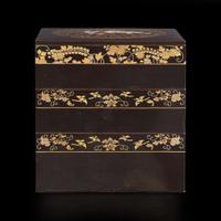 A three-tier Japanese lacquer box, signed Koma Bunsai 日本三层漆盒 20th century ????