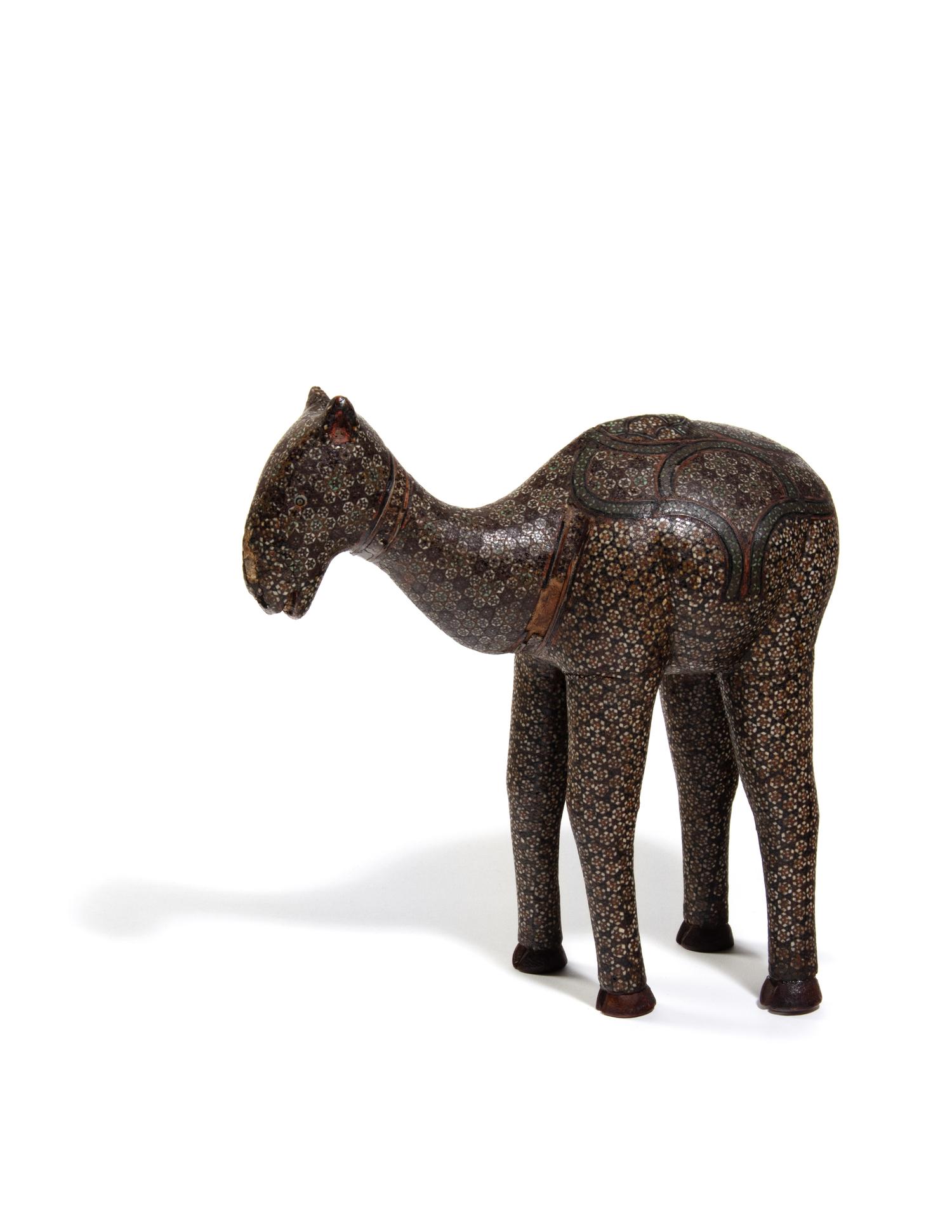 A Bone, Metal and Mother-of-Pearl Inlaid Camel
