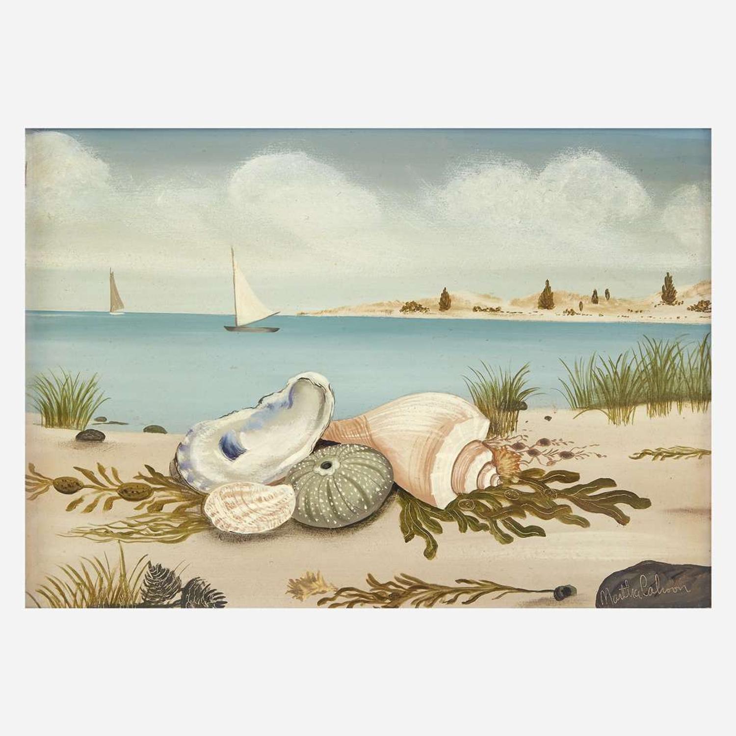 Martha Cahoon (1905-1999) Beach Scene with Seashells