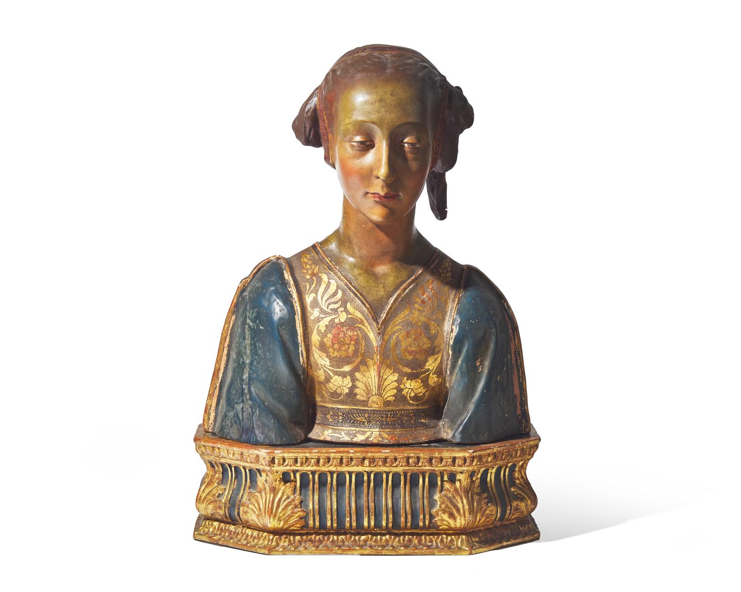 An Italian Renaissance-style bust of a young woman