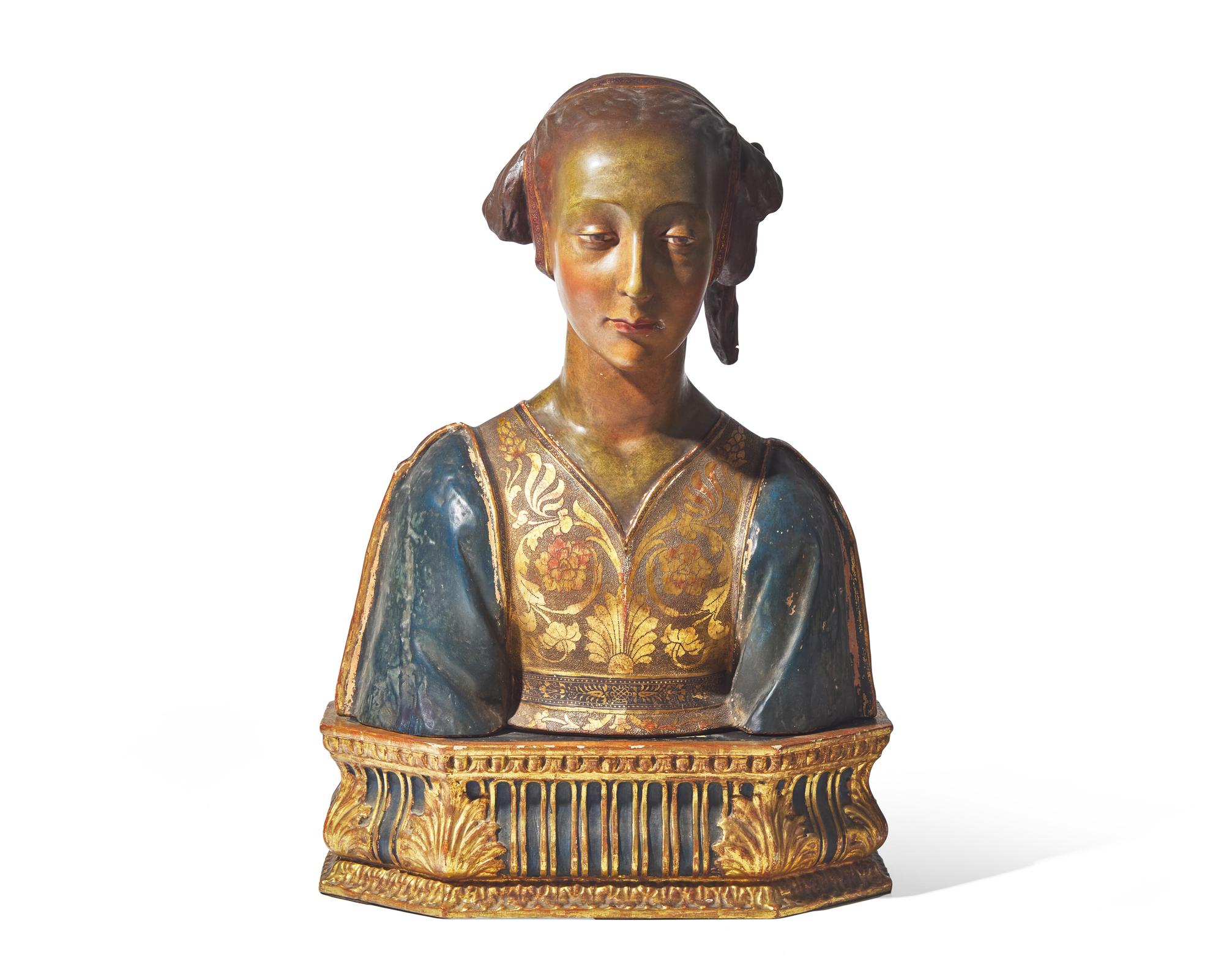 An Italian Renaissance-style bust of a young woman