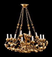 An Italian Gilt Metal Ten-Light Chandelier