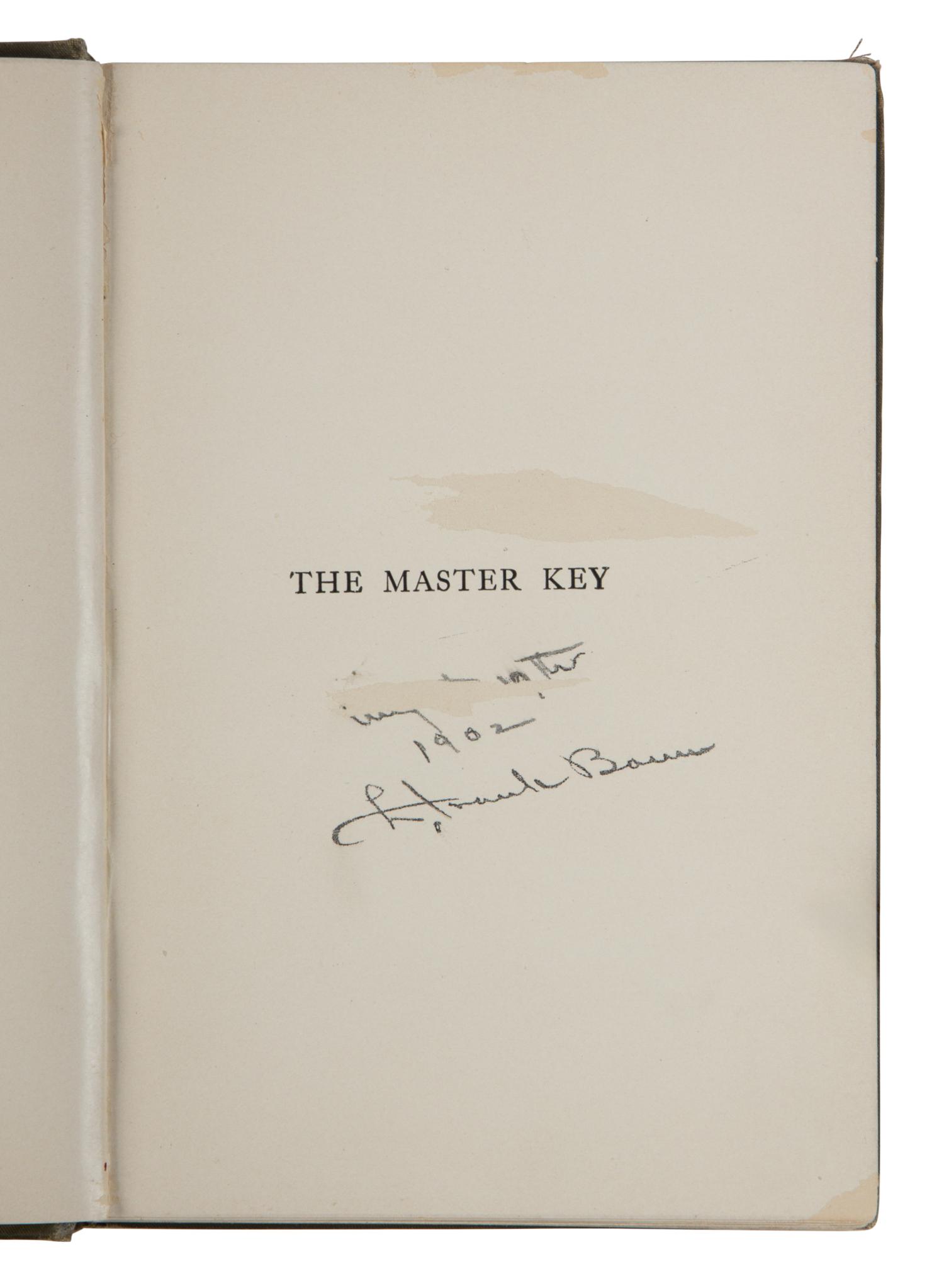 BAUM, L. Frank (1856-1919). The Master Key: An Electrical Fairy Tale... Indianapolis: Bowen-Merrill, 1901.