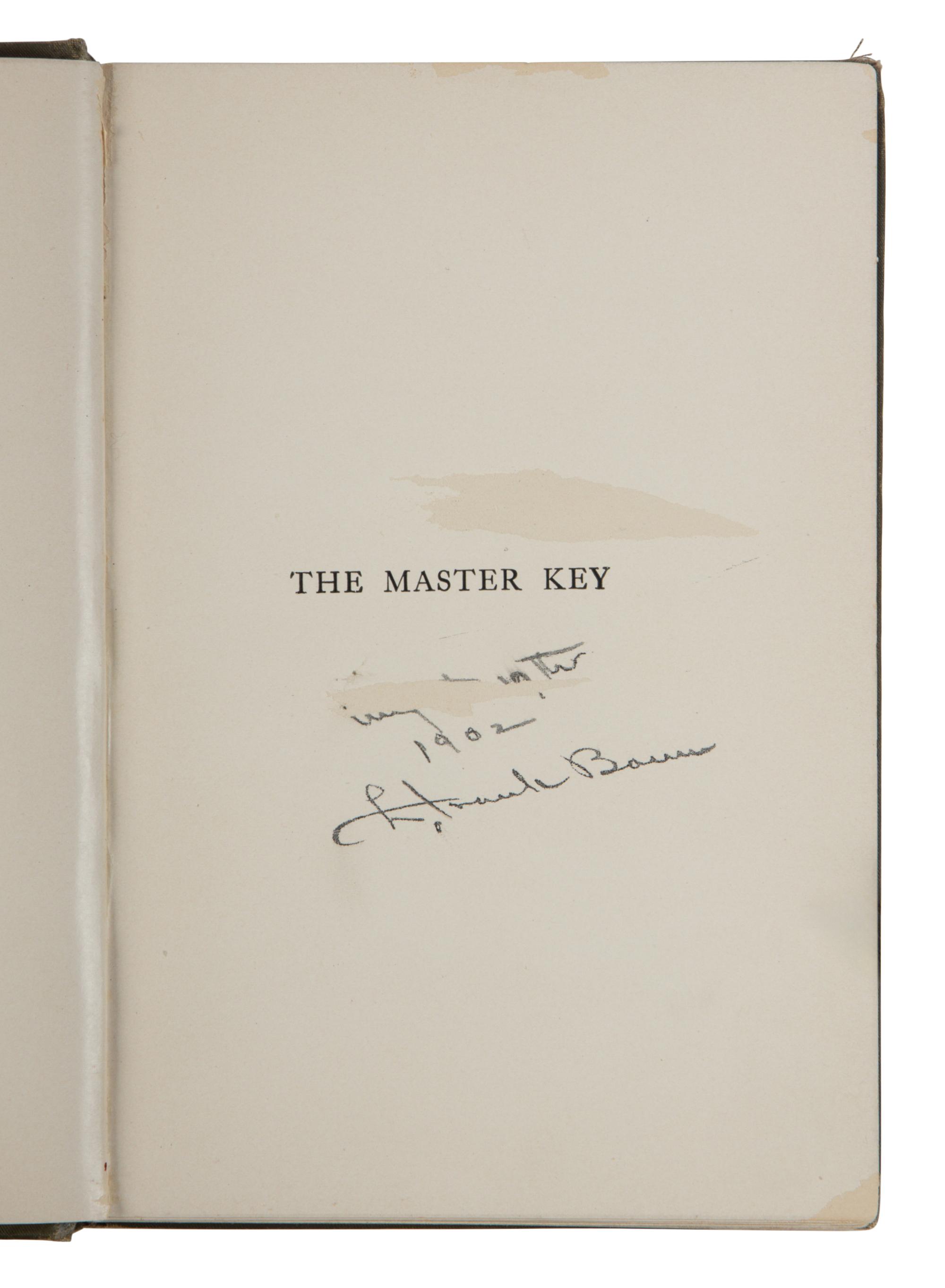 BAUM, L. Frank (1856-1919). The Master Key: An Electrical Fairy Tale... Indianapolis: Bowen-Merrill, 1901.