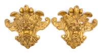 A Pair of Italian Giltwood Wall Ornaments Height 10 1/2 x width 11 1/4 inches. — 20TH CENTURY