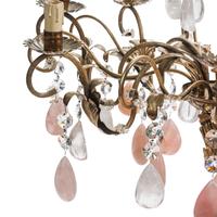 An Italian Silvered Metal, Rock Crystal and Rose Quartz Eight-Light Chandelier