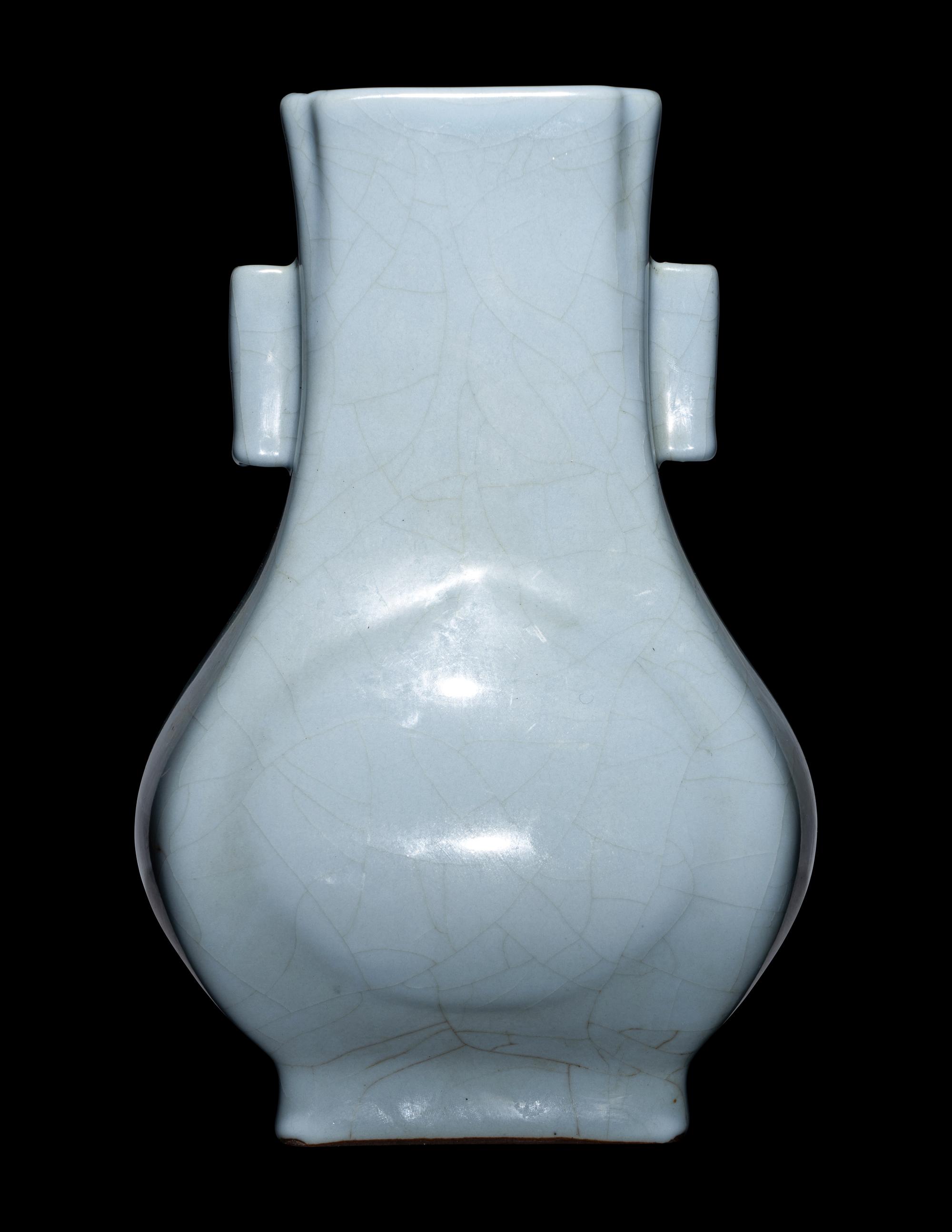 A Claire-de-Lune Ground Grackled Glazed Porcelain Hu Vase