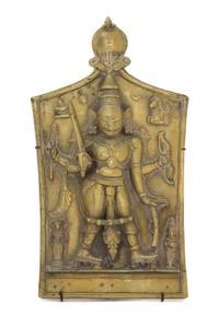 An Indian Bronze Shiva Temple Plaque 13 x 7 1/4 inches. — 18TH CENTURY