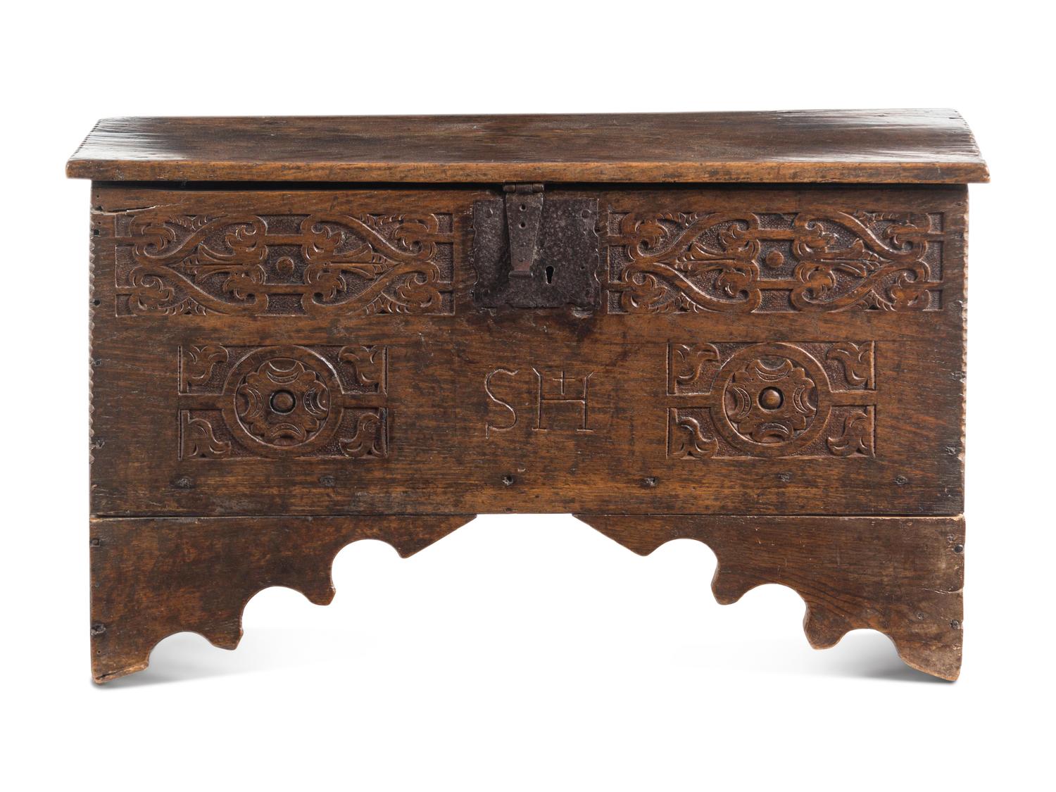 A Jacobean Carved Oak Blanket Chest