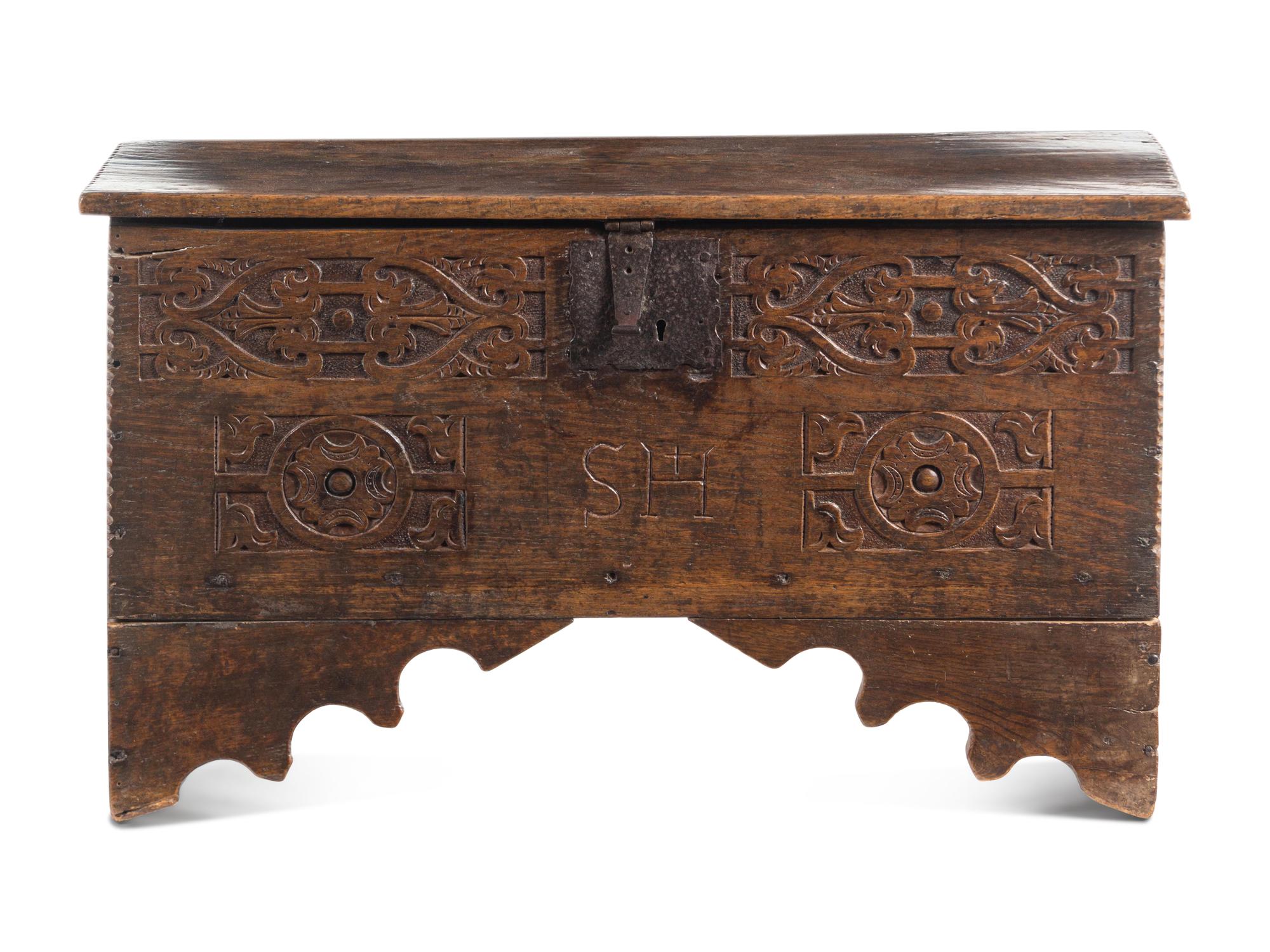 A Jacobean Carved Oak Blanket Chest