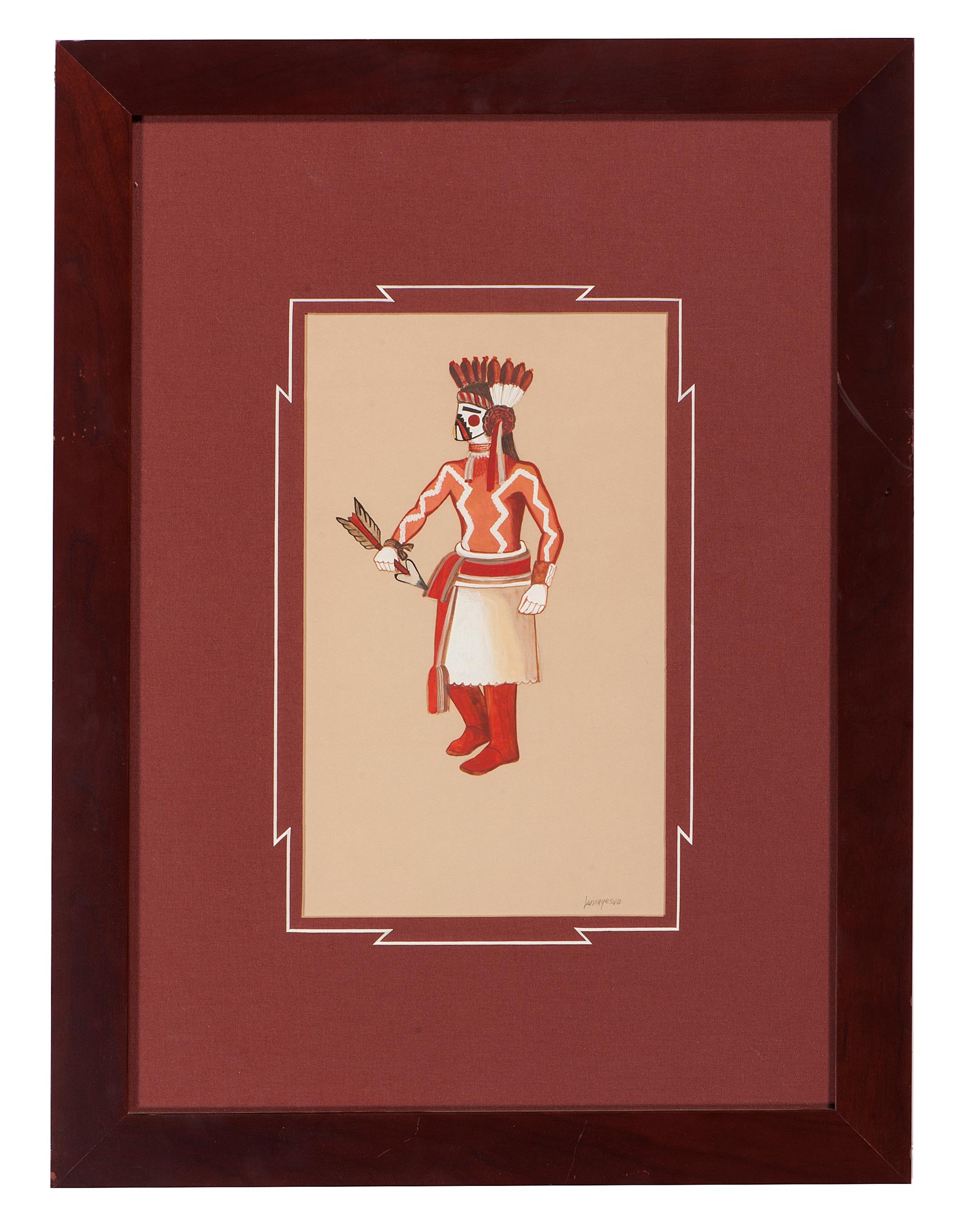 Untitled, Hopi Katsina Dancer, Signed Lomayesva