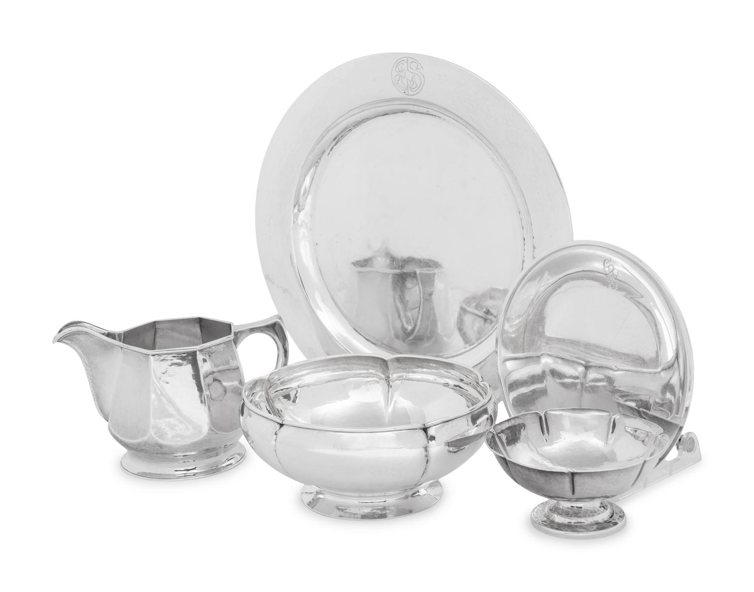 Five American Arts and Crafts Silver Table Articles