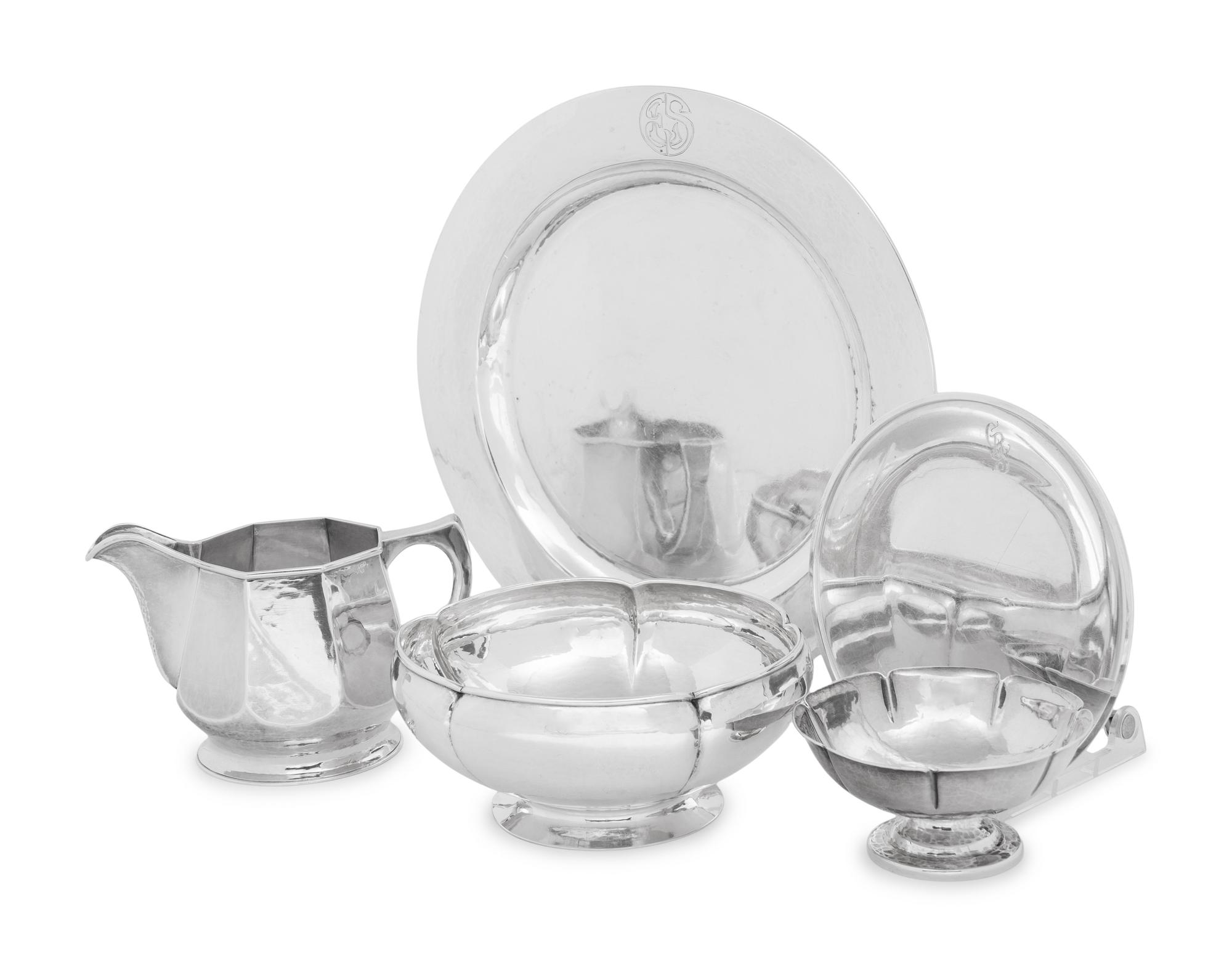 Five American Arts and Crafts Silver Table Articles