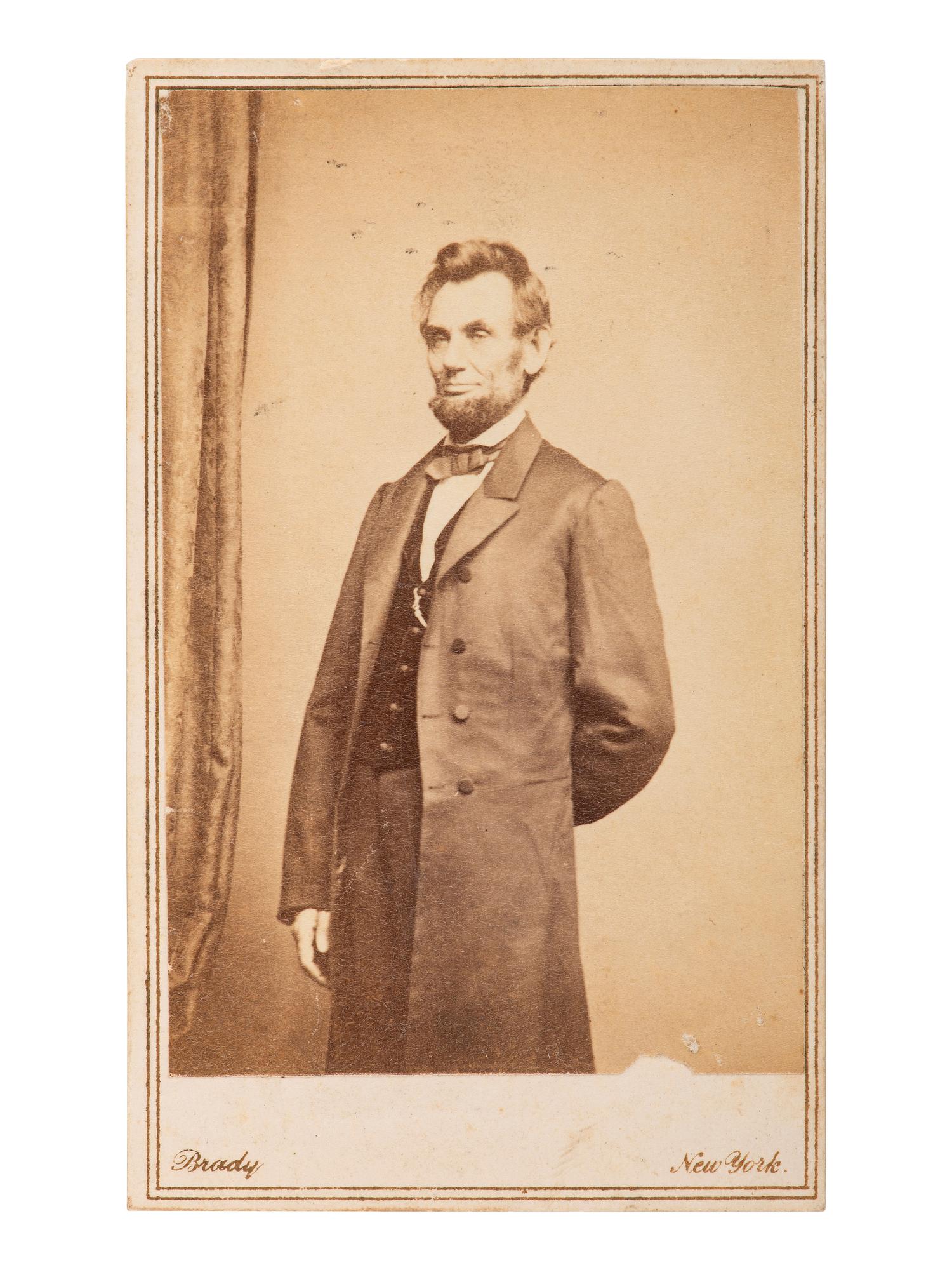 [LINCOLN, ABRAHAM]. "Solitary Pine" CDV portrait of Lincoln. New York: Brady, [1864].