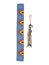 Crow Beaded Hair Ornament and Sioux Beaded Strip