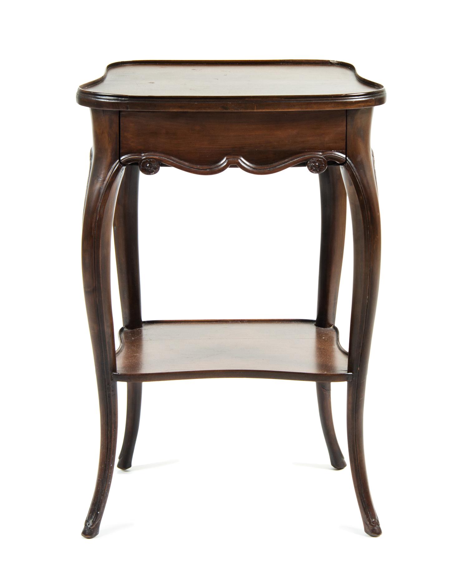 A Louis XV Style Walnut Side Table Height 27 1/4 x width 17 3/4 x depth 13 1/4 inches.