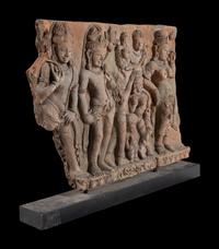A Large Indian Carved Sandstone Relief Panel