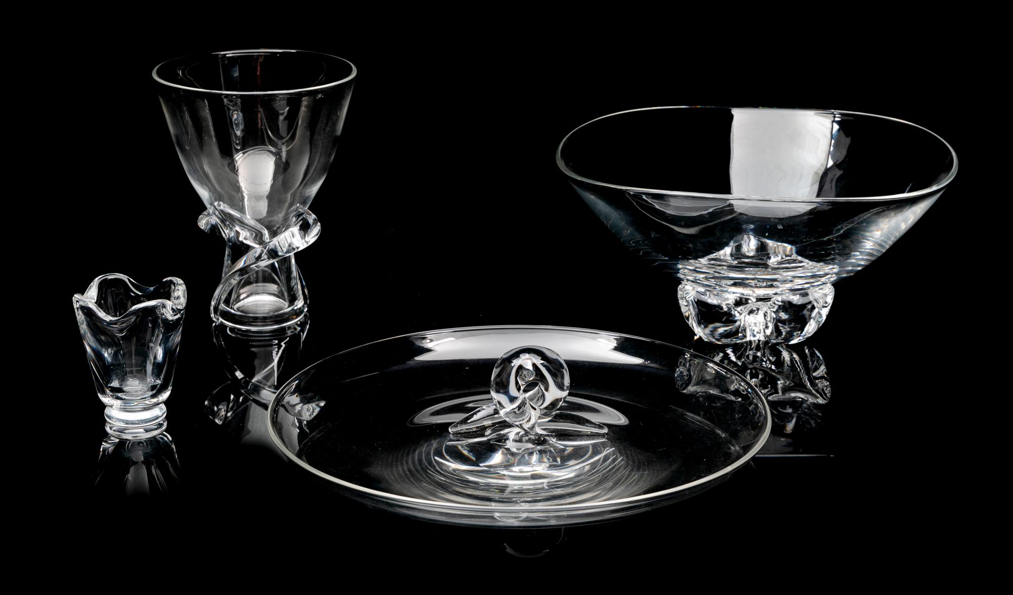 Seven Stueben Glass Articles Height of tallest 6 3/4 inches.