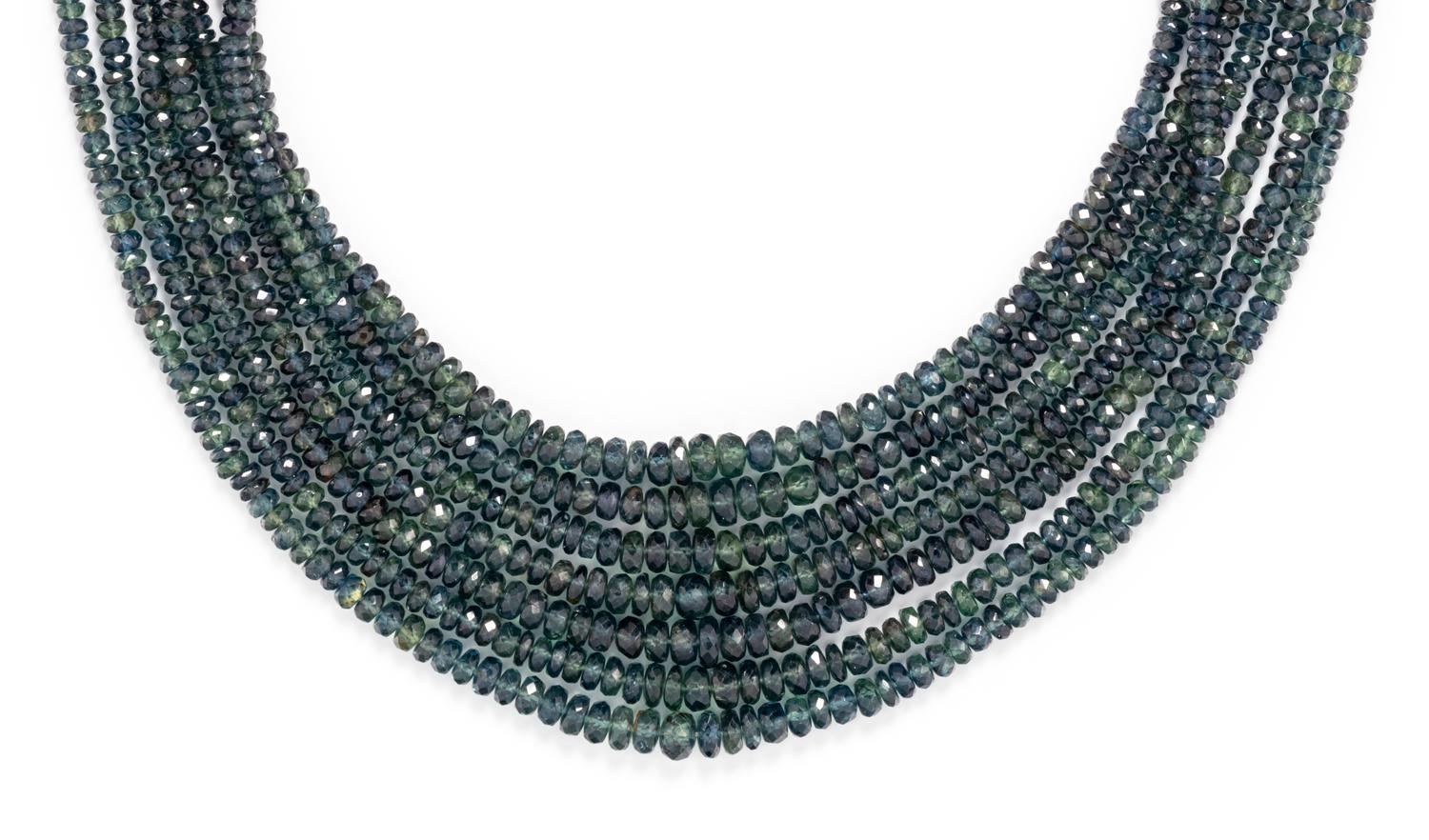 MULTISTRAND GREEN SAPPHIRE BEAD NECKLACE