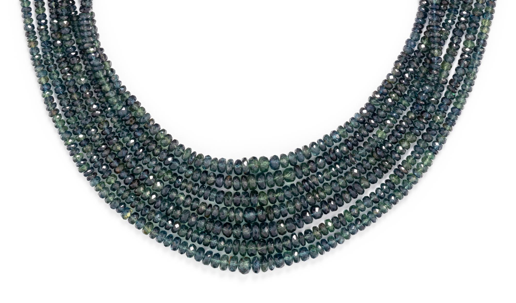 MULTISTRAND GREEN SAPPHIRE BEAD NECKLACE