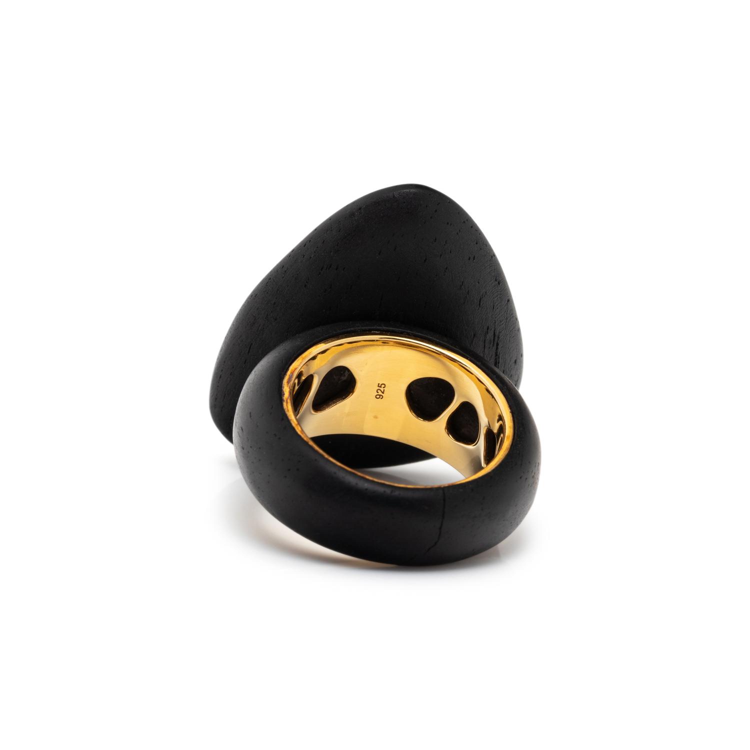 ROBERTO COIN, EBONY WOOD AND DIAMOND 'CAPRI PLUS' RING