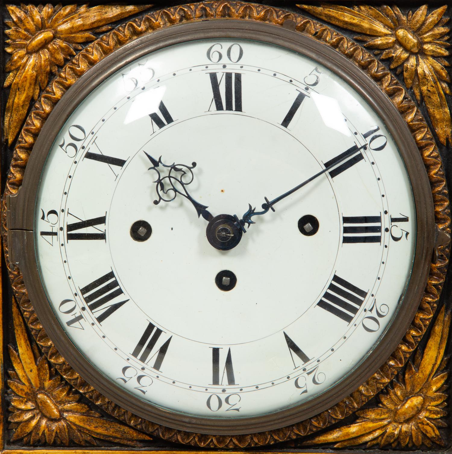 A South German Painted and Parcel Gilt Mantel Clock