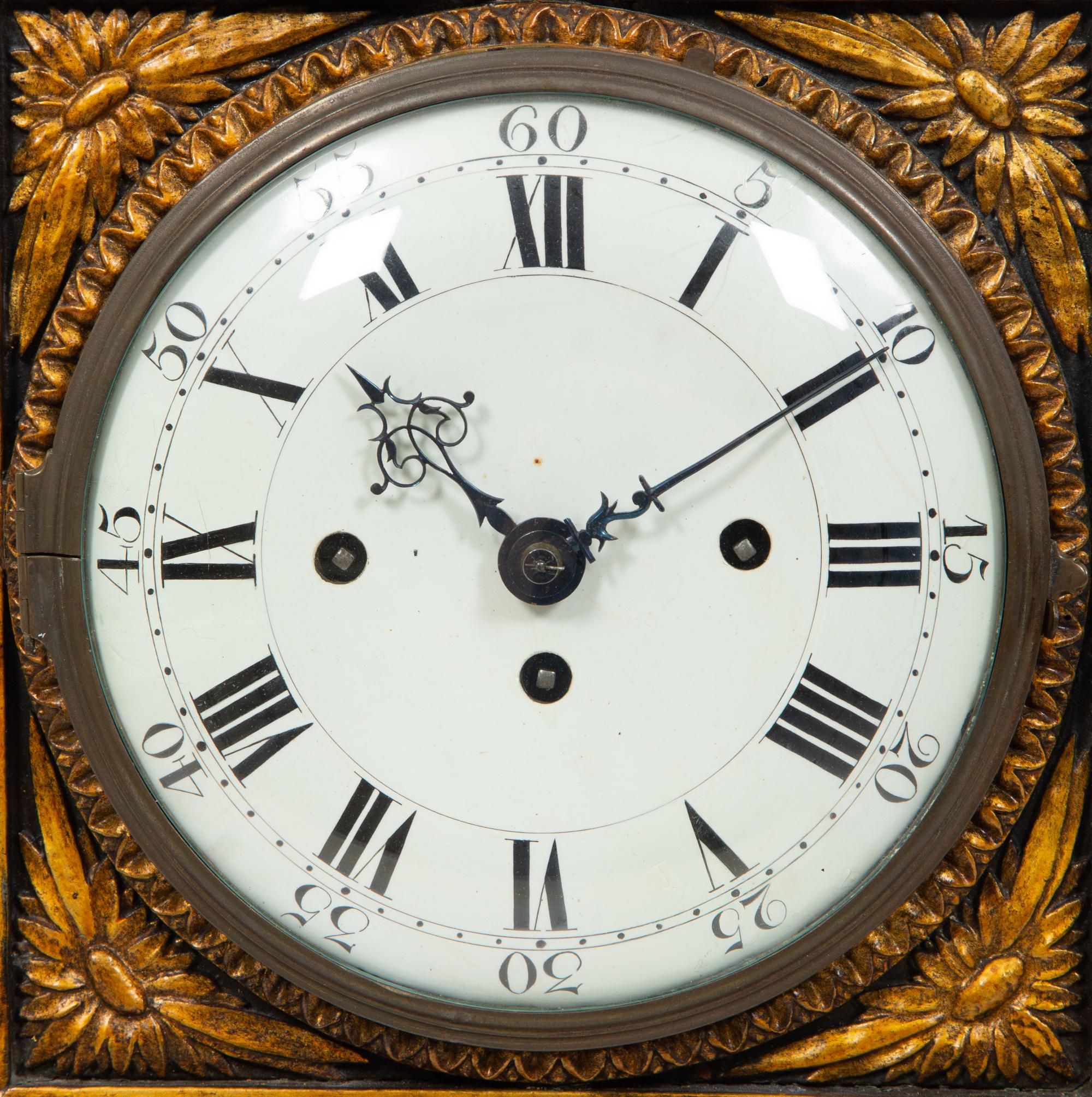 A South German Painted and Parcel Gilt Mantel Clock