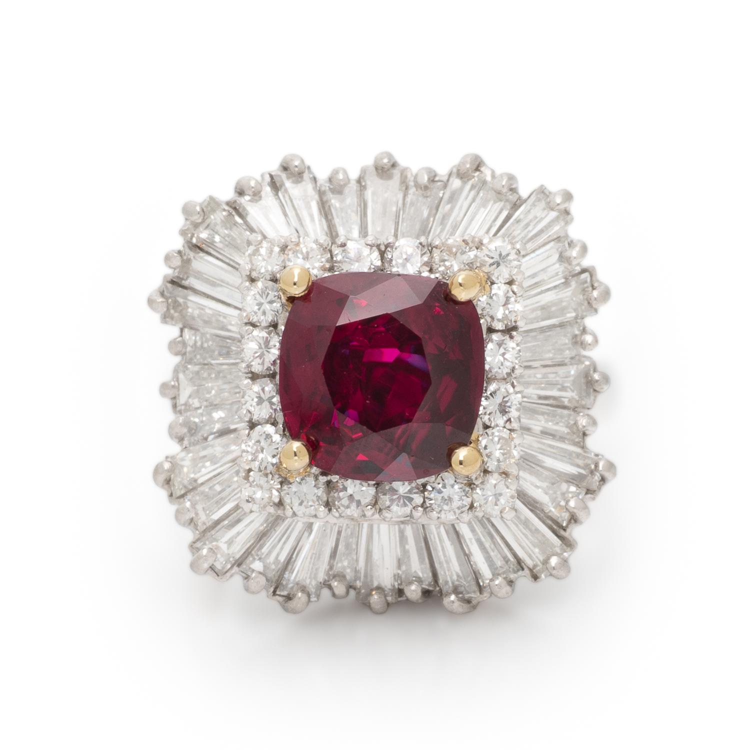 RUBY, DIAMOND, AND PLATINUM BALLERINA RING PENDANT