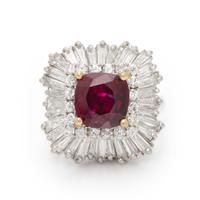 RUBY, DIAMOND, AND PLATINUM BALLERINA RING PENDANT