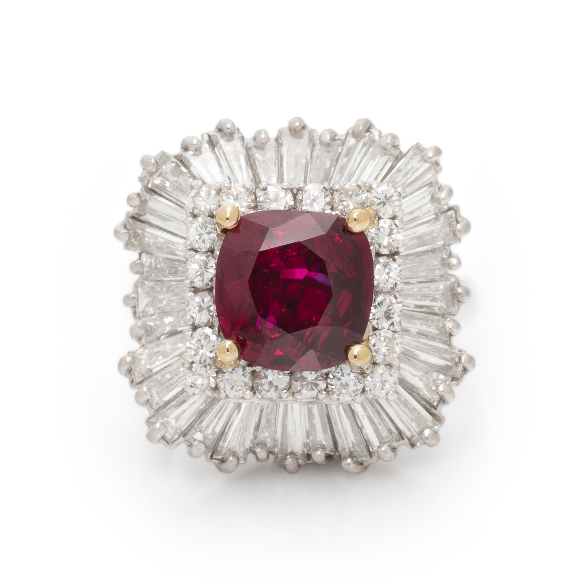 RUBY, DIAMOND, AND PLATINUM BALLERINA RING PENDANT