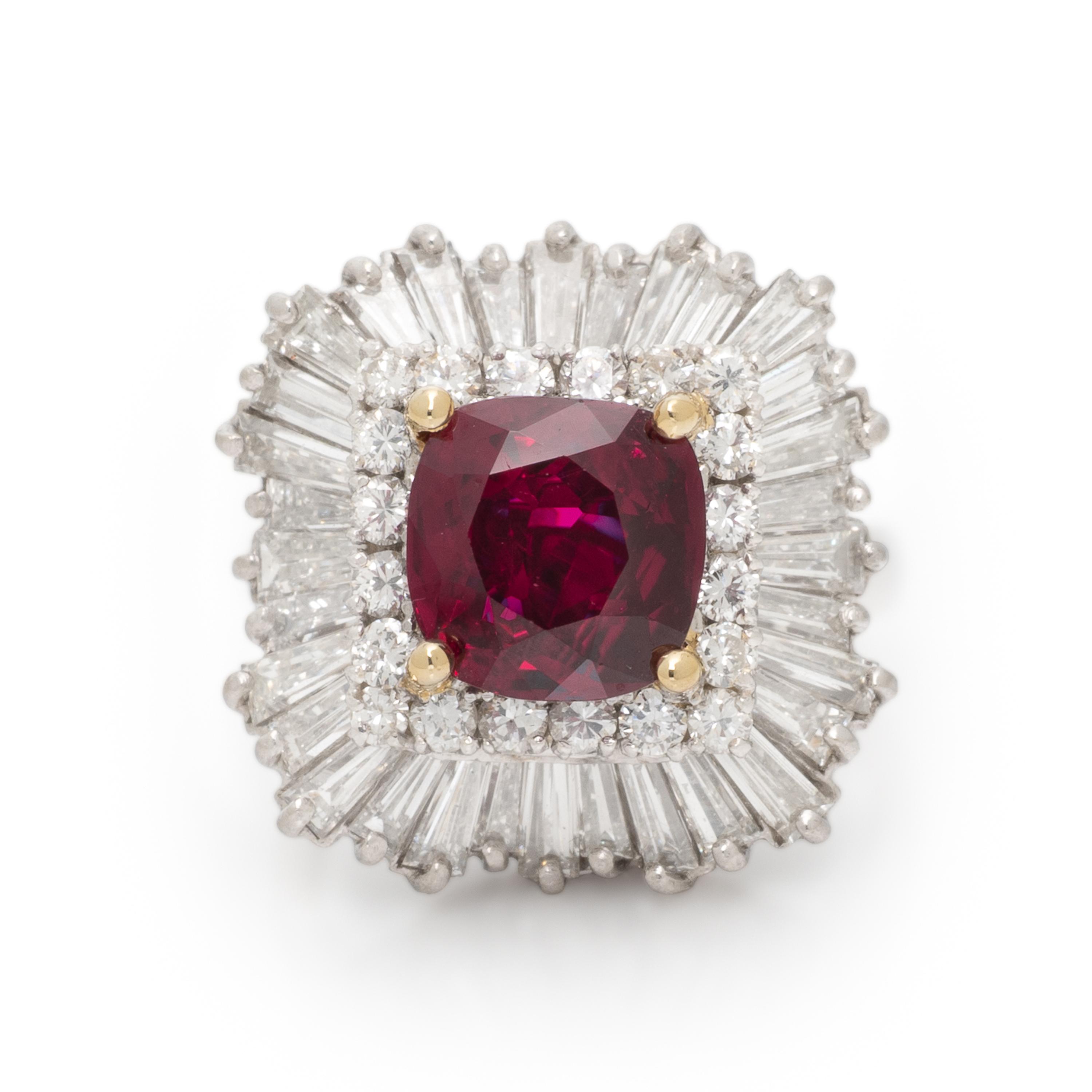 RUBY, DIAMOND, AND PLATINUM BALLERINA RING PENDANT