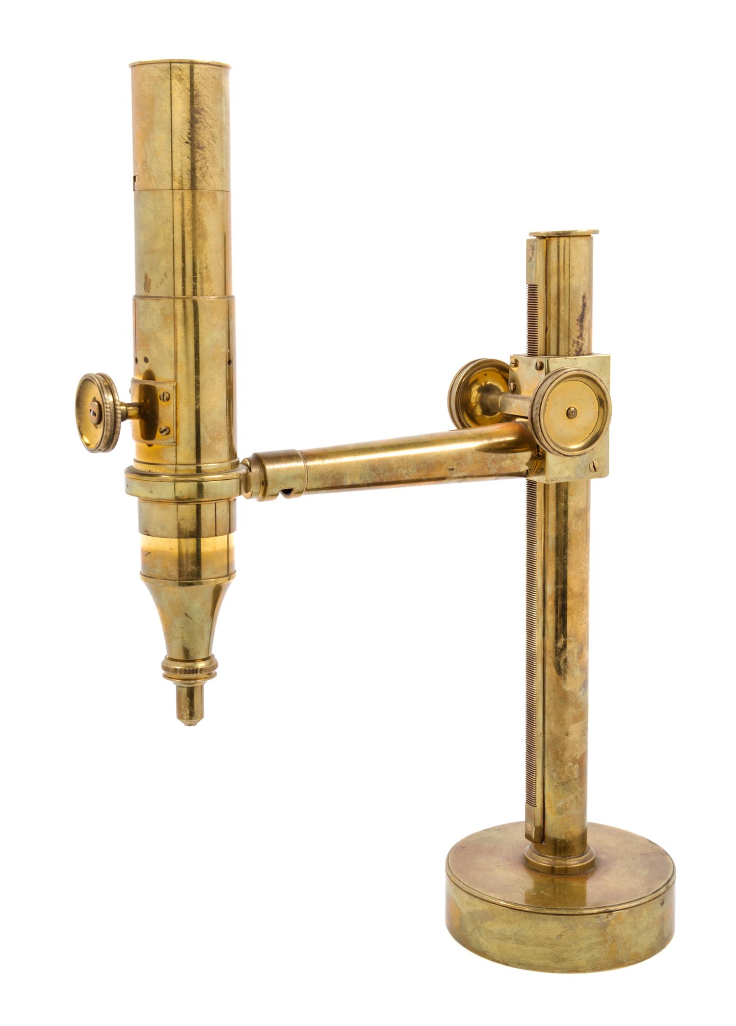 An English Brass Tank & Disecting Microscope Height 17 inches. — POWELL & LEALAND, LONDON, 19TH CENTURY