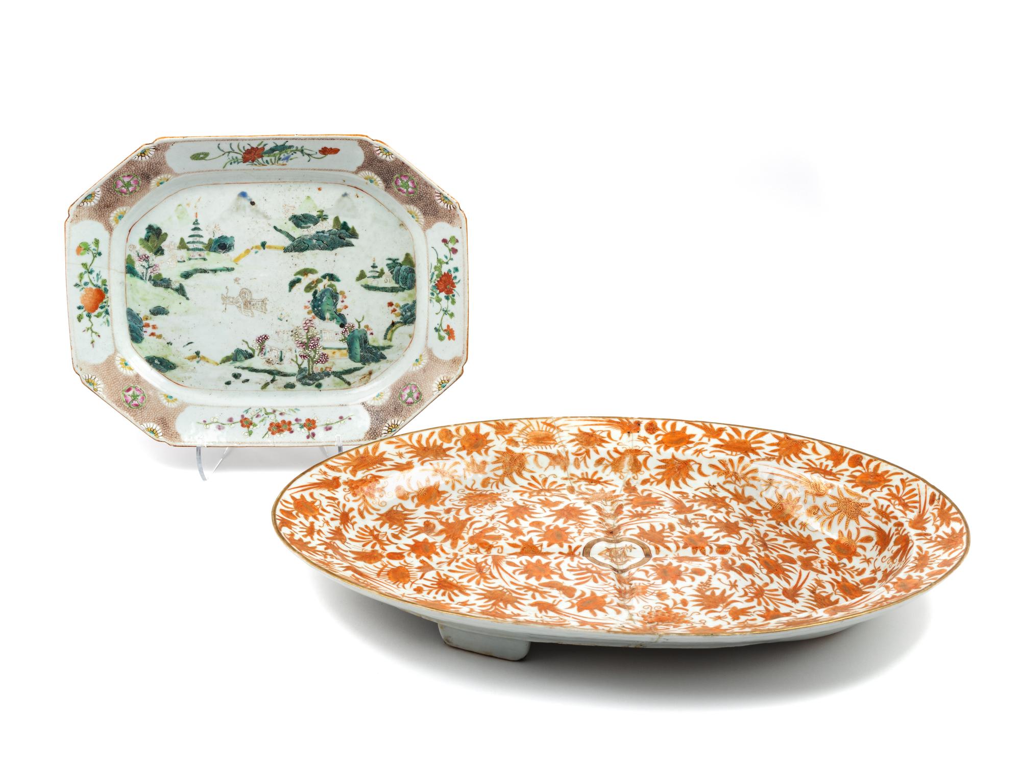 Two Chinese Export Porcelain Platters