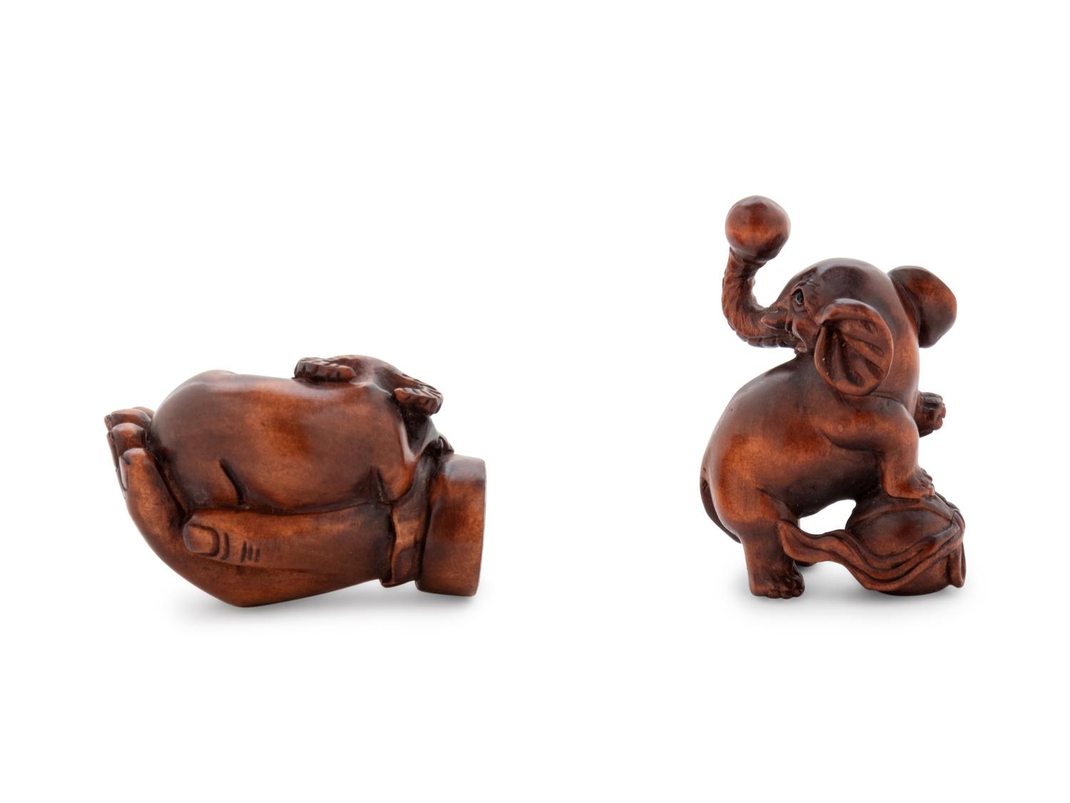 Two Japanese Boxwood Netsuke