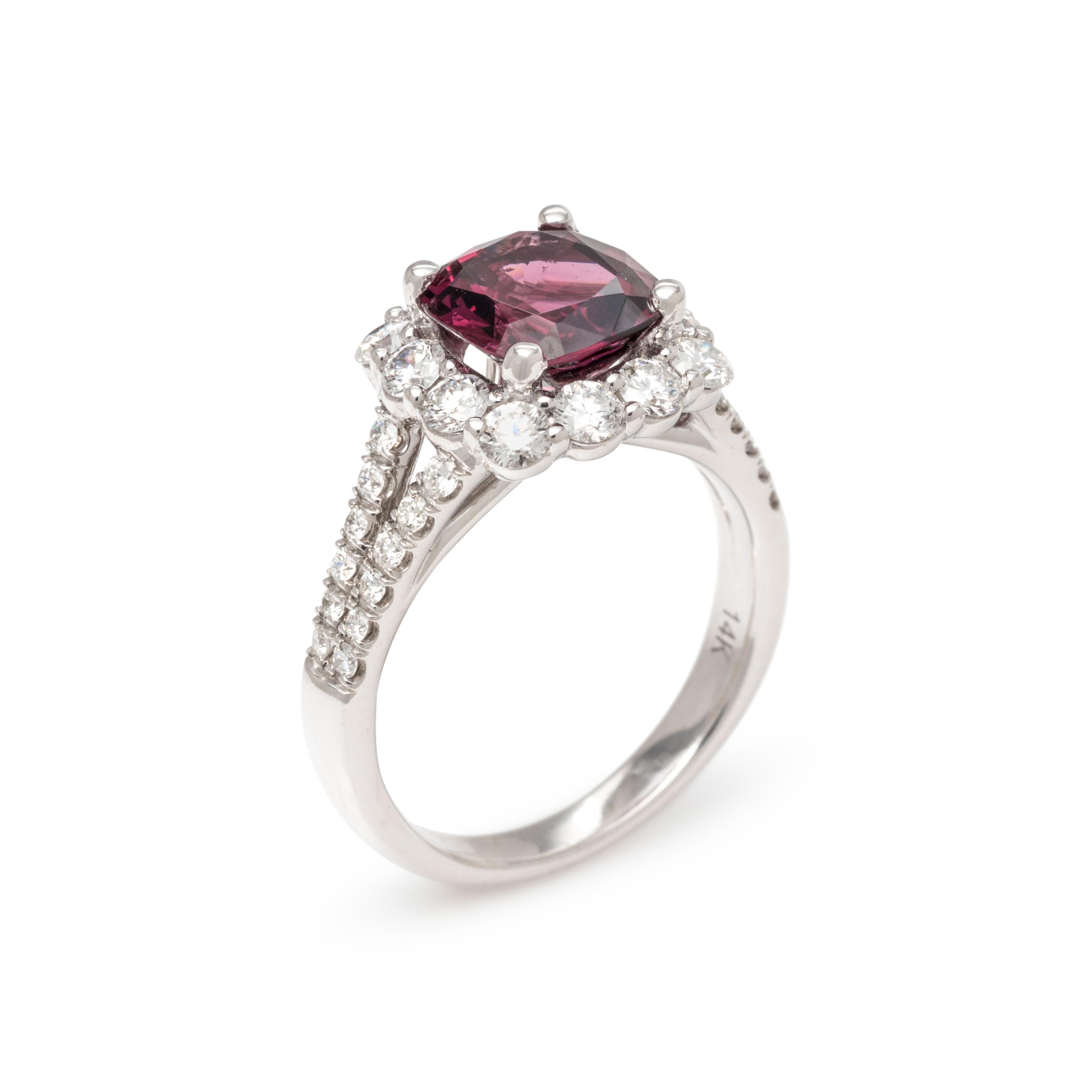 SPINEL AND DIAMOND RING