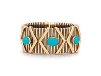 BICOLOR GOLD AND TURQUOISE CUFF BRACELET