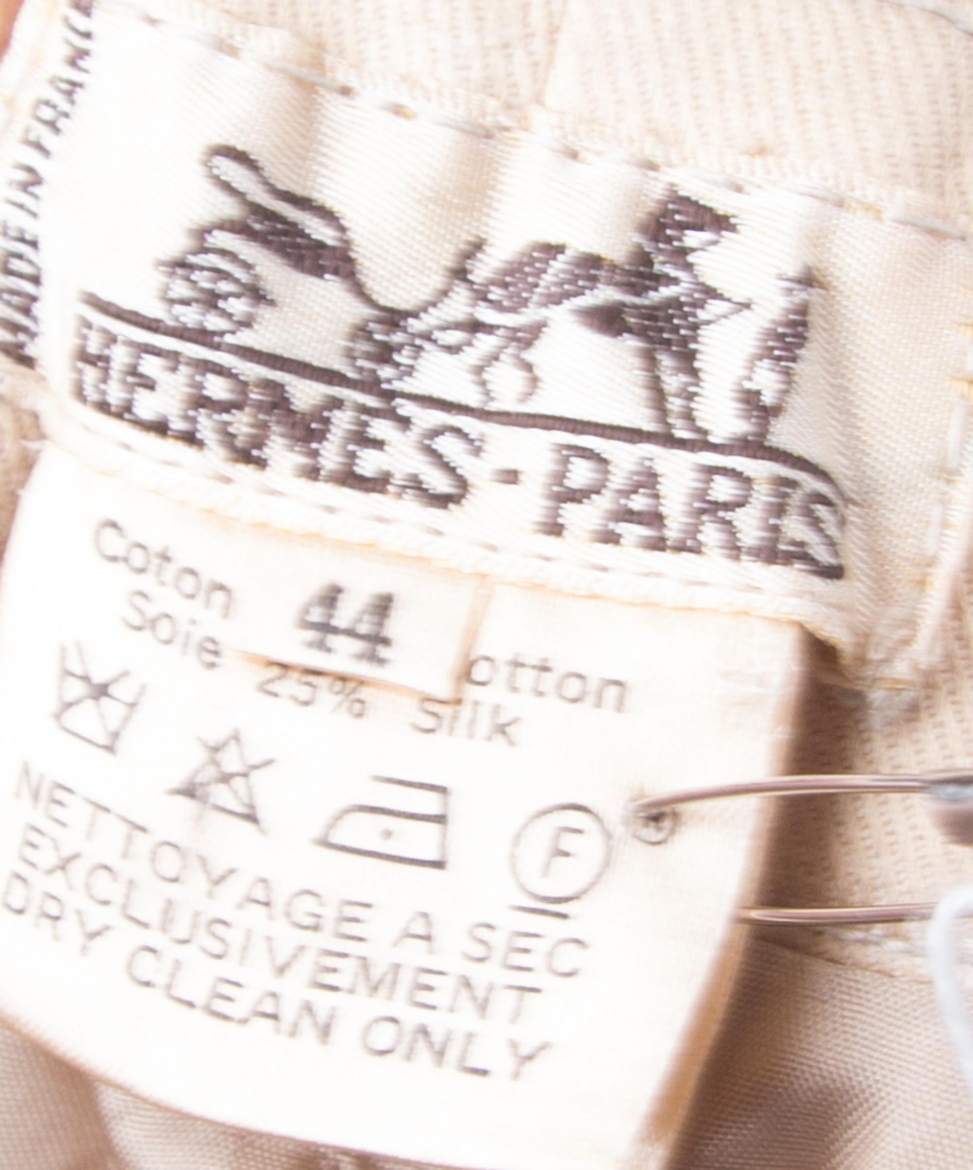 An Hermes Tan Cotton and Silk Pant, Size 44.