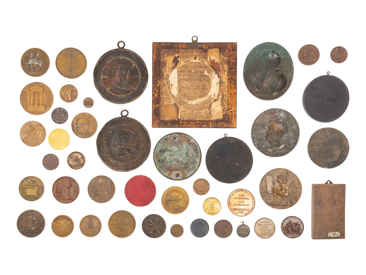 A Collection of Forty-Four Continental Bronze Medallions