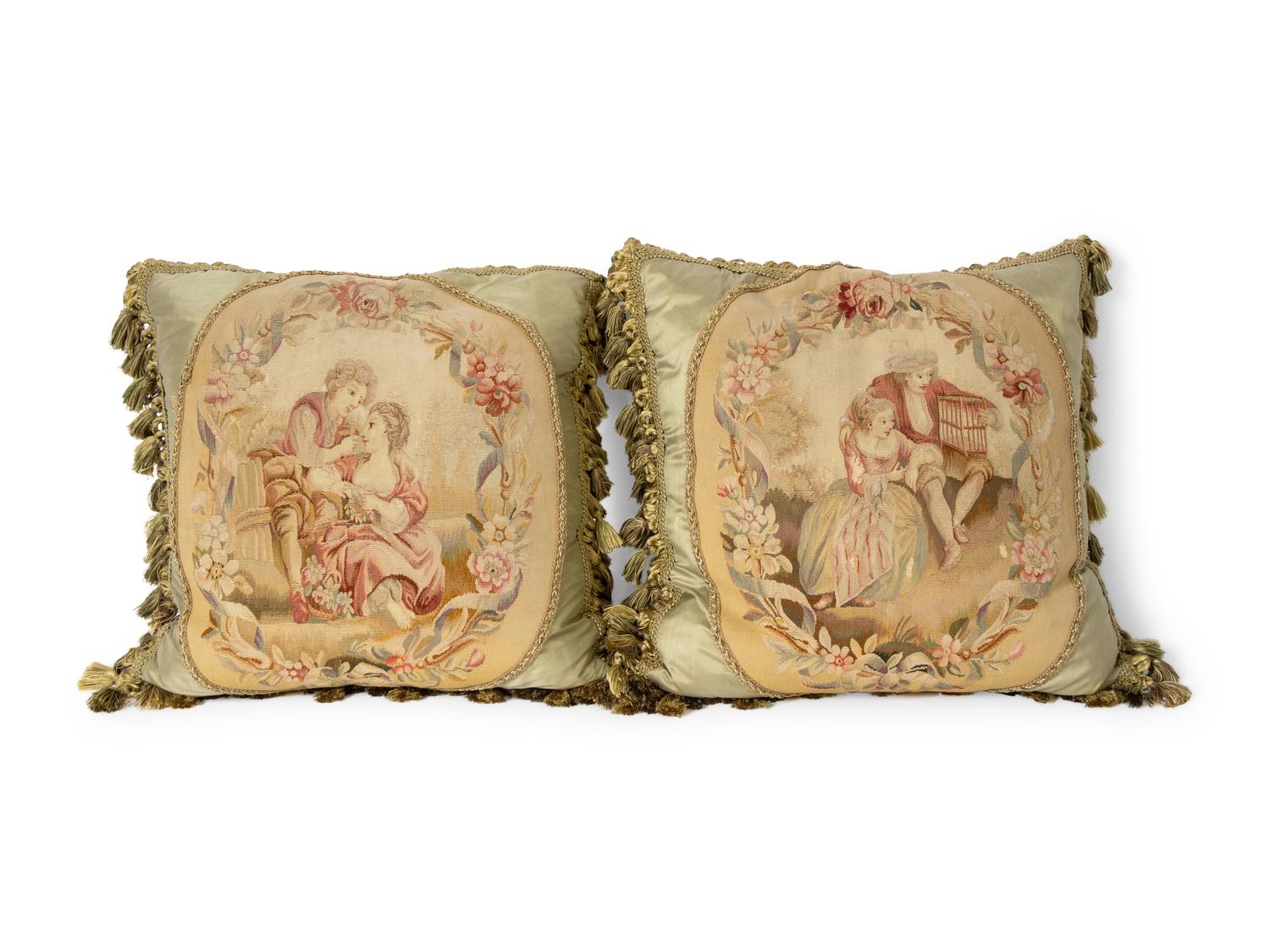 A Group of Eight French Aubusson Tapestry Pillows
