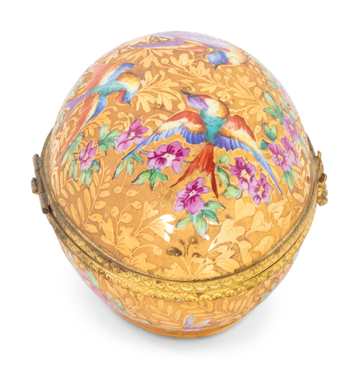 A Le Tallec Gilt Bronze Mounted Painted Porcelain Egg Box