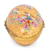 A Le Tallec Gilt Bronze Mounted Painted Porcelain Egg Box