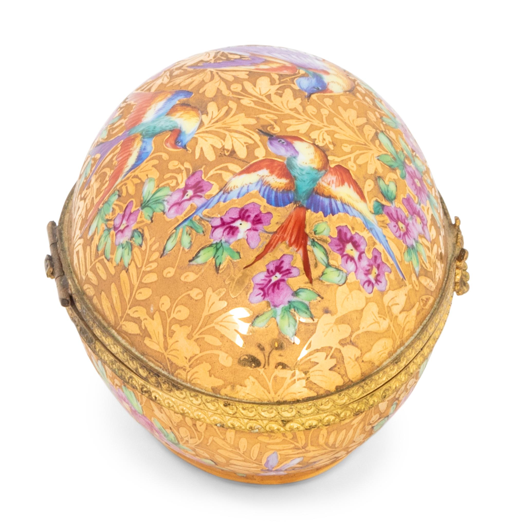 A Le Tallec Gilt Bronze Mounted Painted Porcelain Egg Box