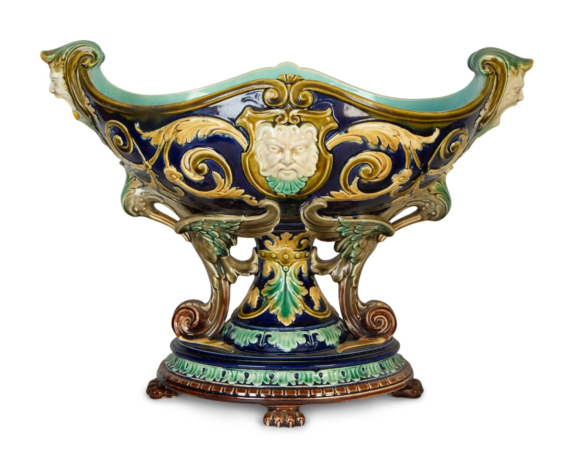 An English Majolica Compote and a Minton Majolica Pitcher and Lidded Jug — 19th Century