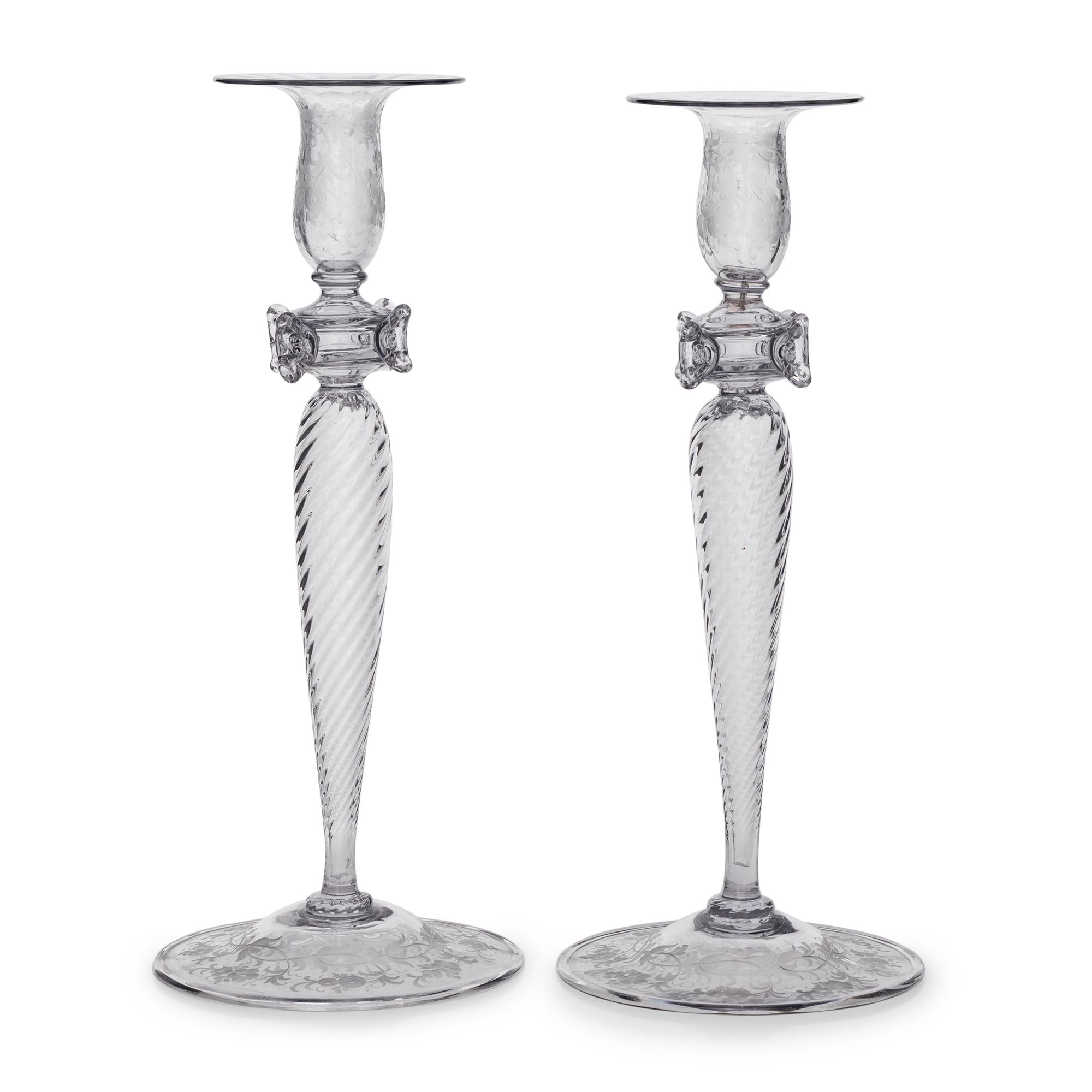 Pair of Murano Glass Candlesticks