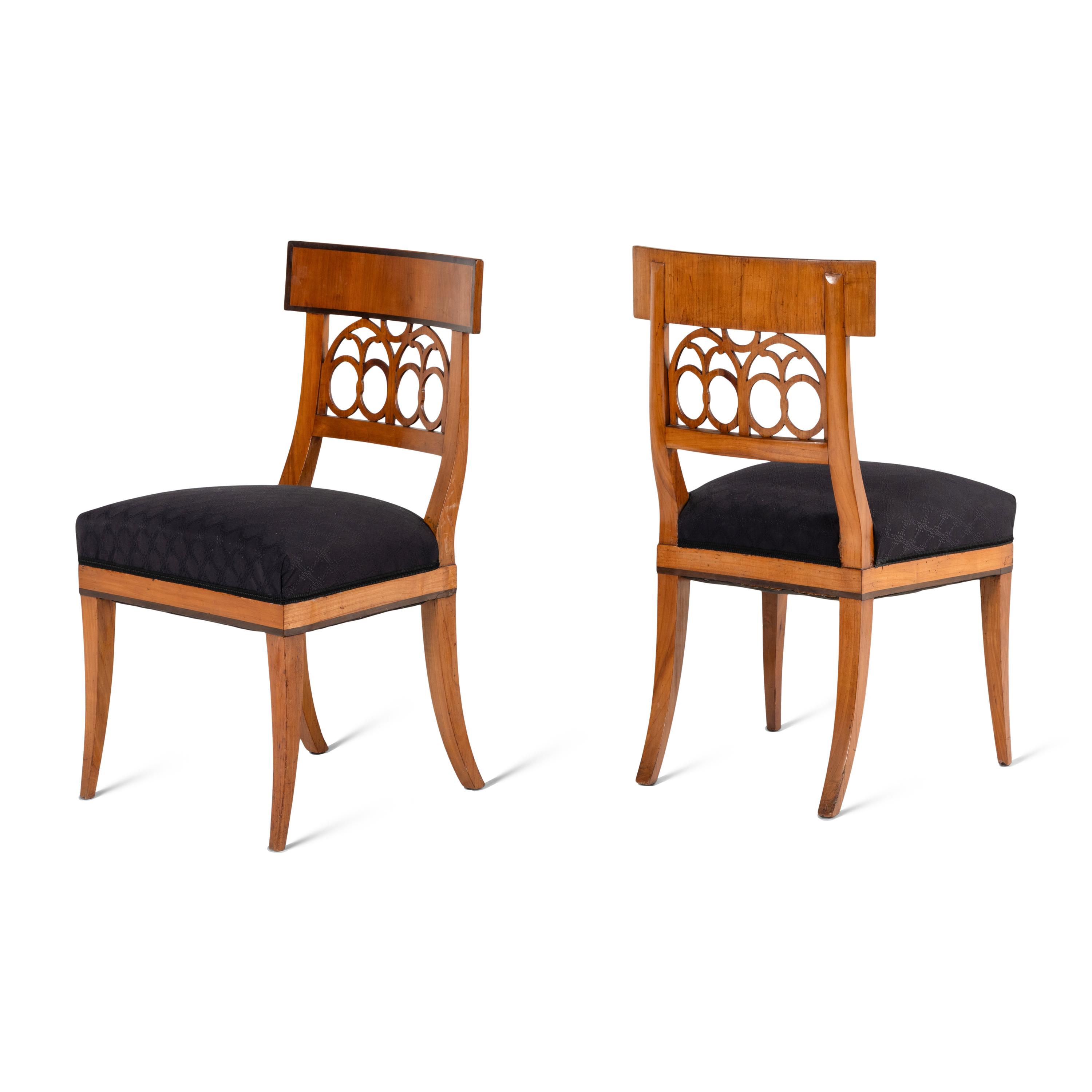 A Pair of Biedermeier Fruitwood Side Chairs