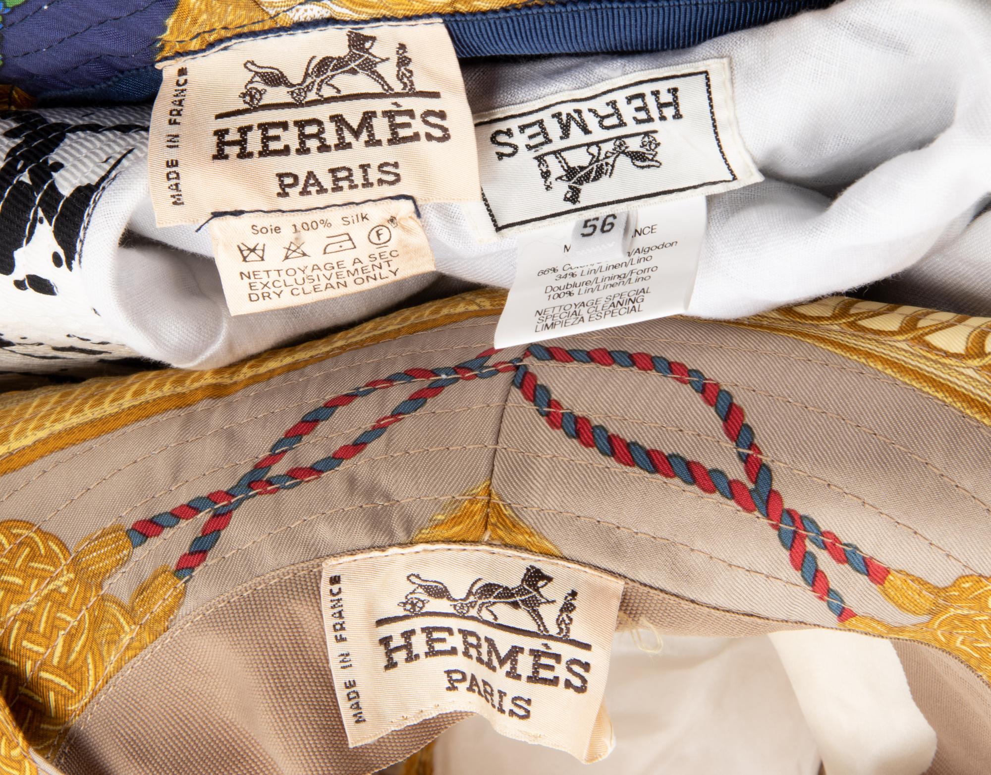 Collection of Four Hermès Items: Three Hats, One Silk Scarf, 1990s - 2010s