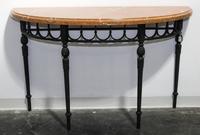 An Iron and Marble Console Table Height of base 32 1/4 x width 48 x depth 15 1/2 inches. — LATE 20TH CENTURY