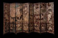 A Coromandel Lacquer Eight-Panel Floor Screen